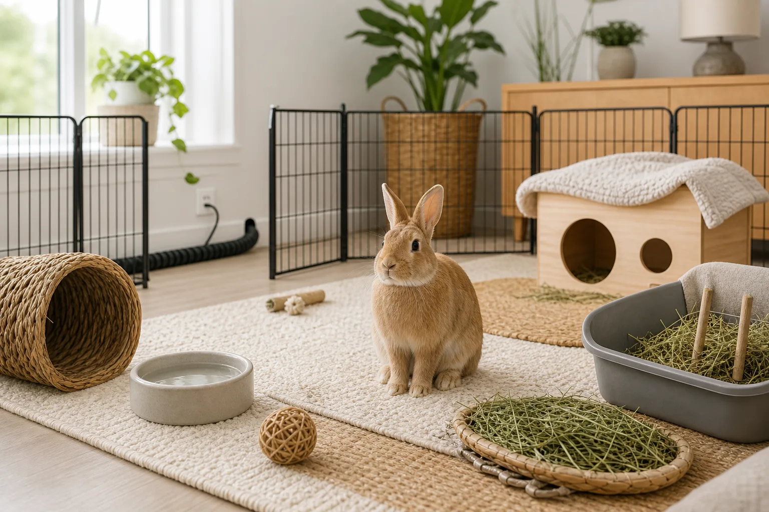 Enclosure Size Checker visual for a rabbit-care utility.
